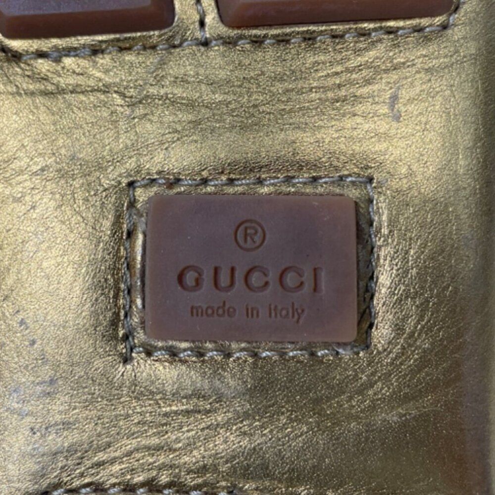 Gucci Women's 2000s Accent Gold Leather Loafers Sz 8.5 - Picture 8 of 14
